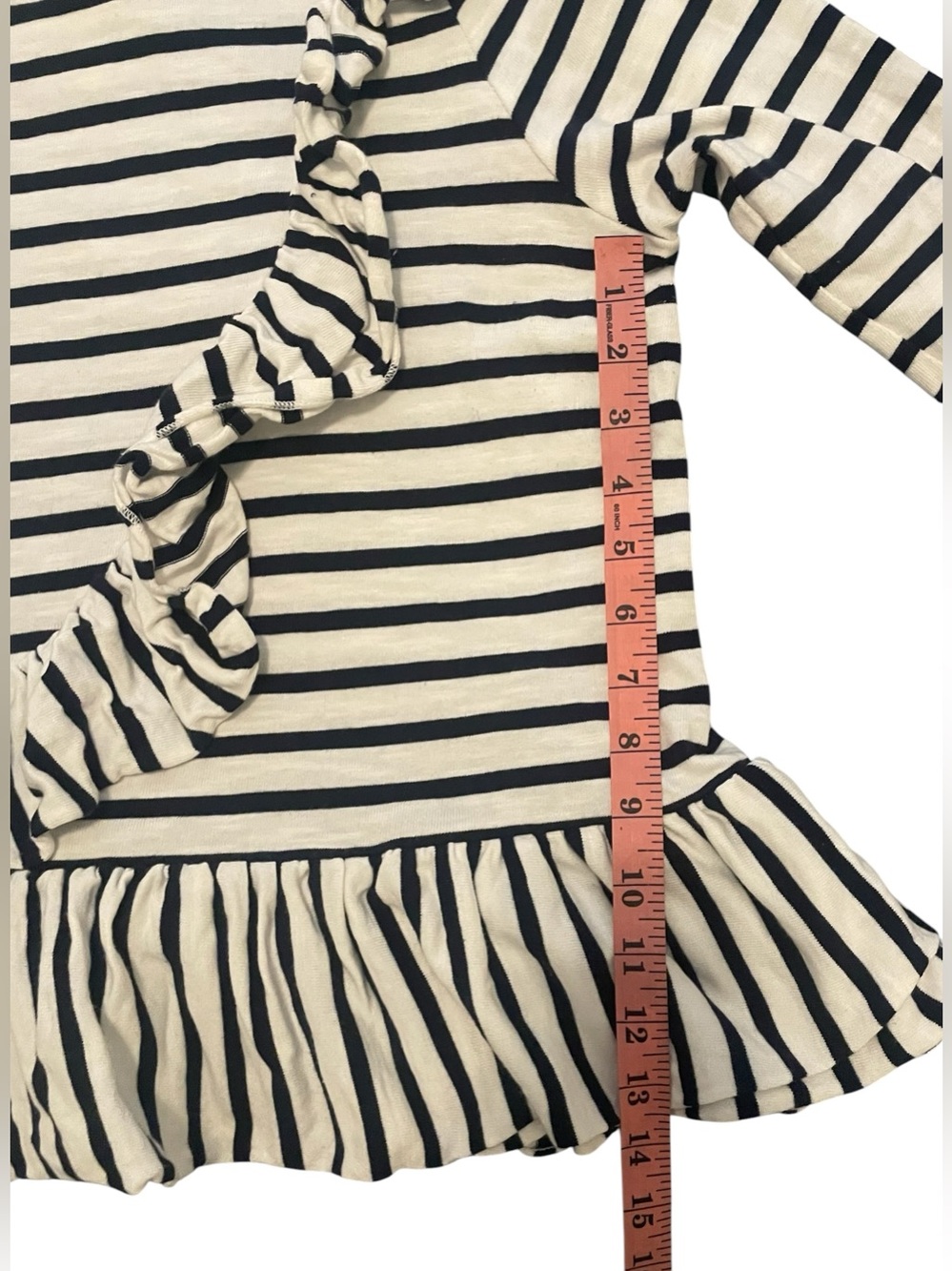 Crown & Ivy Black & White Striped Ruffle Top - Picture 3 of 7